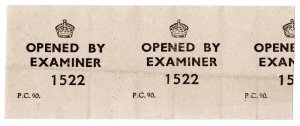 (I.B) George V Postal : Opened by Examiner Label