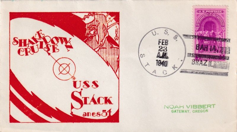 1940 USS Stack DD-406 Shakedown Cruise cancelled Bahia, Brazil (N17012)