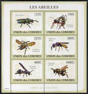 Comoro Islands 2009 Bees perf sheetlet containing set of ...