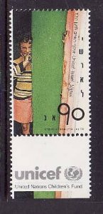 Israel-Sc#1022 -unused NH set with tab-UNICEF-1989-