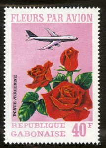 GABON C109B MNH BIN .90 AIRPLANE, FLOWERS