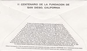 Spain 1969 Bicentenary of San Diego FDC Unadressed VGC