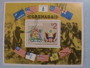 GRENADA: 1976-AMERICAN BI-CENTENARY SOUVENIR SHEET, CTO  LIGHT HING SHEET #2