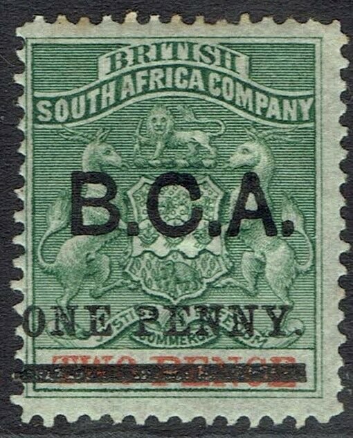 BRITISH CENTRAL AFRICA NYASALAND 1895 ONE PENNY ON 2D RHODESIA ARMS 