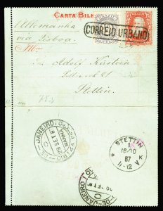 Brazil #93, 1888 50r chalky blue, used on 50r lettersheet from Rio de Janeiro...