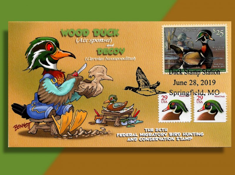 Do Wood Ducks Carve Wooden Ducks??  New 2020 RW86 Duck Stamp FDC by Bennett