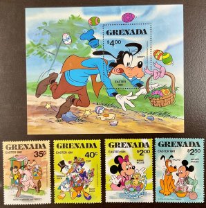 Grenada Disney Goofy - Easter 1981 s/s 5 x 4 inches plus 4 singles