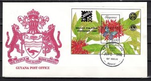 Guyana, Scott cat. E31. Butterfly s/sheet. EXPRESS o/print. First day cover. ^