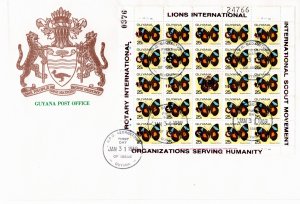 Guyana 1989 Sc 2102 sheet of 25 Red overprint FDC