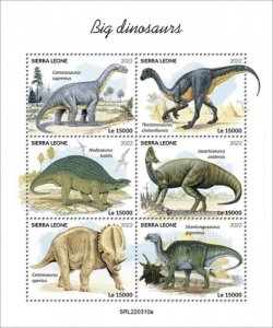 Sierra Leone - 2022 Big Dinosaurs on Stamps - 6 Stamp Sheet - SRL220310a