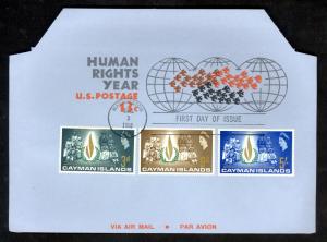 CAYMAN ISLANDS / USA Dual Country Franking 1968 HUMAN RIGHTS Year Combo