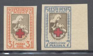 Estonia Sc B5-6 1921 Nurse Soldier stamps mint imperforate