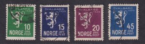 Norway  #111-114   used  1925   Lion  Svalbard.  Spitsbergen annexation