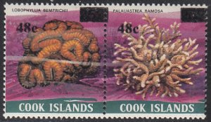 Cook Islands 1983 MH Sc #713a-#713b Pair 48c on 25c Bellonella indica, Pectin...