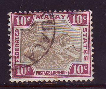 Malaya Sc 23a 1901 10 c tiger stamp used