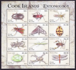 Cook Is. Insects Beetle Dragonfly Definitives Part 1 Sheetlet 2013 MNH