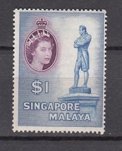 J26702 1955 singapore mh #40 queen/statue