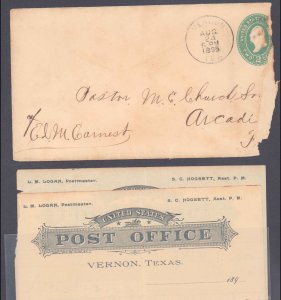 Wilbarger County Vernon 2 Page Letter with Post Office Letterhead ( Postal Hi...