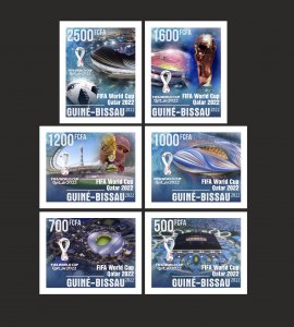 Stamps. Series 6 stamps Soccer Qatar 2022 , 2022 year, Guinea-Bissau. NEW