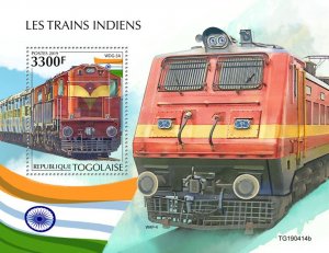 TOGO - 2019 - Indian Trains  - Perf Souv Sheet - Mint Never Hinged