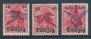 Danzig #C1-3 MH Germania Issue Ovptd. With Planes, etc.