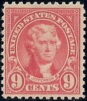 561 9 cent Jefferson, Rose Stamp mint OG VLH VF