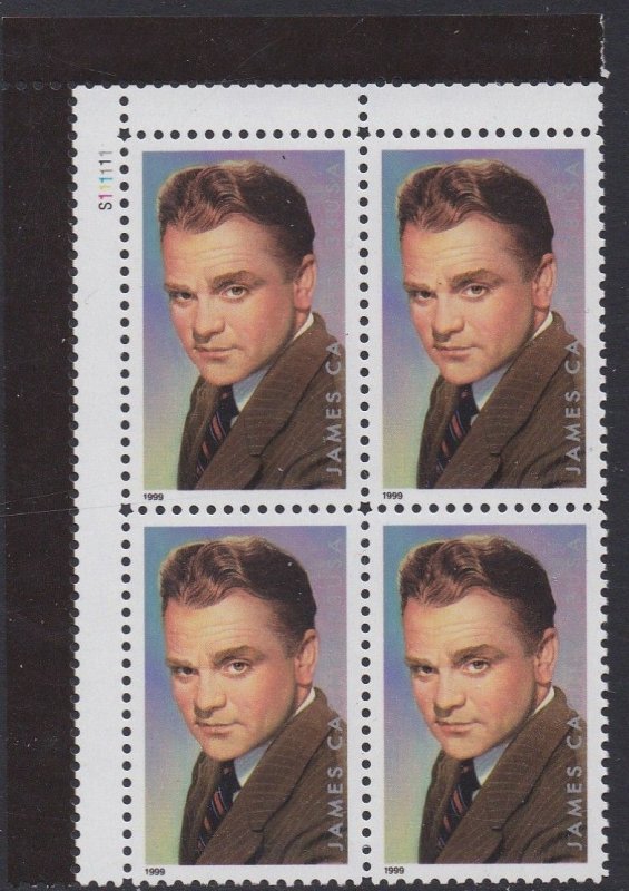 3329 James Cagney Plate Block MNH