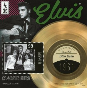 Nevis Elvis Presley Stamps 2012 MNH Classic Hits 1961 Little Sister 1v S/S III