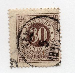 Sweden - Facit # 25v3 / Sc# 25 Used / Shaded Numerals/ Perf 14  -  Lot  414011