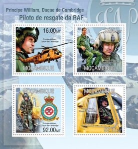 Mozambique - 2013 Prince William - 4 Stamp  Sheet - 13A-1250