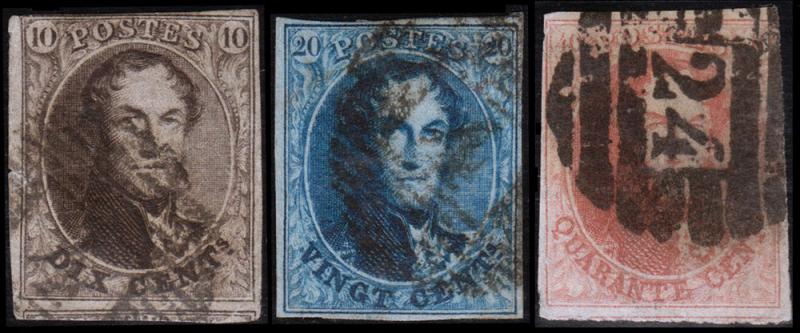 Belgium Scott 10-12 (1861) Used H G-F, CV $168.00