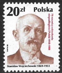 POLAND 1988 20z Stanislaw Wojciechowski National Leaders Issue Sc 2876 MNH