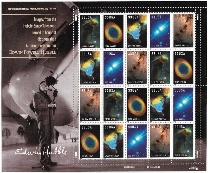 USA 3384-3388 MNH SHEET HUBBLE TELESCOPE