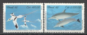 Wb173 1992 Brazil Fauna Birds & Dolphins 1Set Mnh