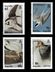 Anguilla 1985 - Birds, Audubon, 200 Years - Set of 4v - Scott 613-16 - MNH