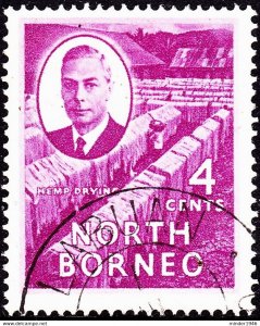 NORTH BORNEO 1950 KGVI 4c Bright Purple SG359 FU