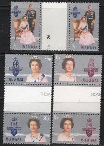 Thematic stamps ISLE OF MAN 1977 SILVER JUBILEE gutter pairs set mint