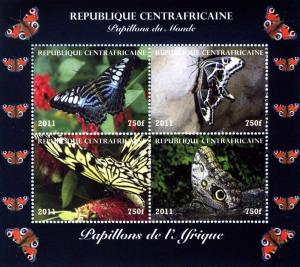 Central African Republic 2011 Butterflies of Africa Sheet (4) Perforated mnh.vf