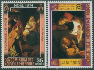 New Hebrides French 1974 SGF211-F212 Christmas set MNH