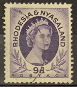 RHODESIA AND NYASALAND 1954 DEFINITIVE 9d SG8 FINE USED