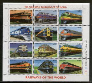 Sierra Leone 1995  Railway Trains Locomotive Transport Sc 1850 Sheetlet MNH