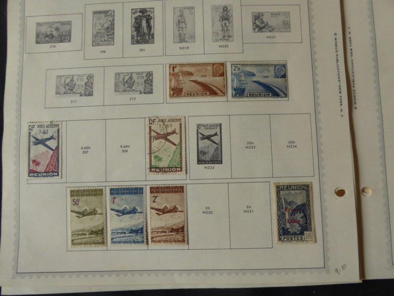 Reunion 1891-1973 Stamp Collection on Album Pages