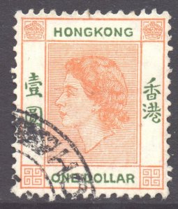 Hong Kong Scott 194 - SG187, 1954 Elizabeth II $1 used