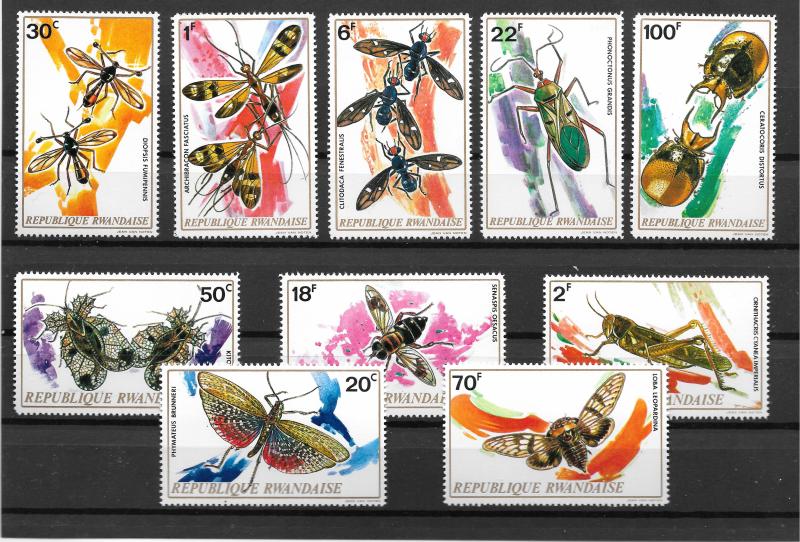 RWANDA MNH SET SC#495-504 INSECTS SCV$12.20 VERY NICE