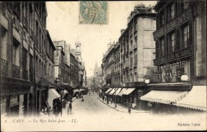 France Postcard Caen Calvados, Rue Saint-Jean, L.L. Used