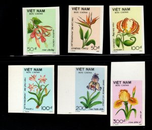 North Vietnam. Scott 2030-2035 MNH** Imperforate Flowers  set