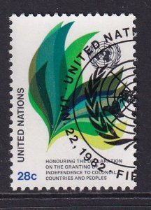 United Nations  New York  #369  cancelled 1982  colony independence 28c