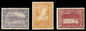 Tasmania #114-116 Cat$122.50, 1911 Redrawn set of three, hinged