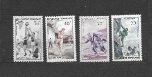 FRANCE-1956. Sc#801-804  4 VALUES, MNH , VF,  SPORTS. CAT: $16.00 US.