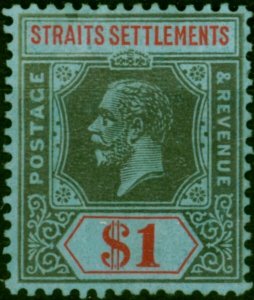 Straits Settlements 1921 $1 Black & Red-Blue SG239 Fine MM